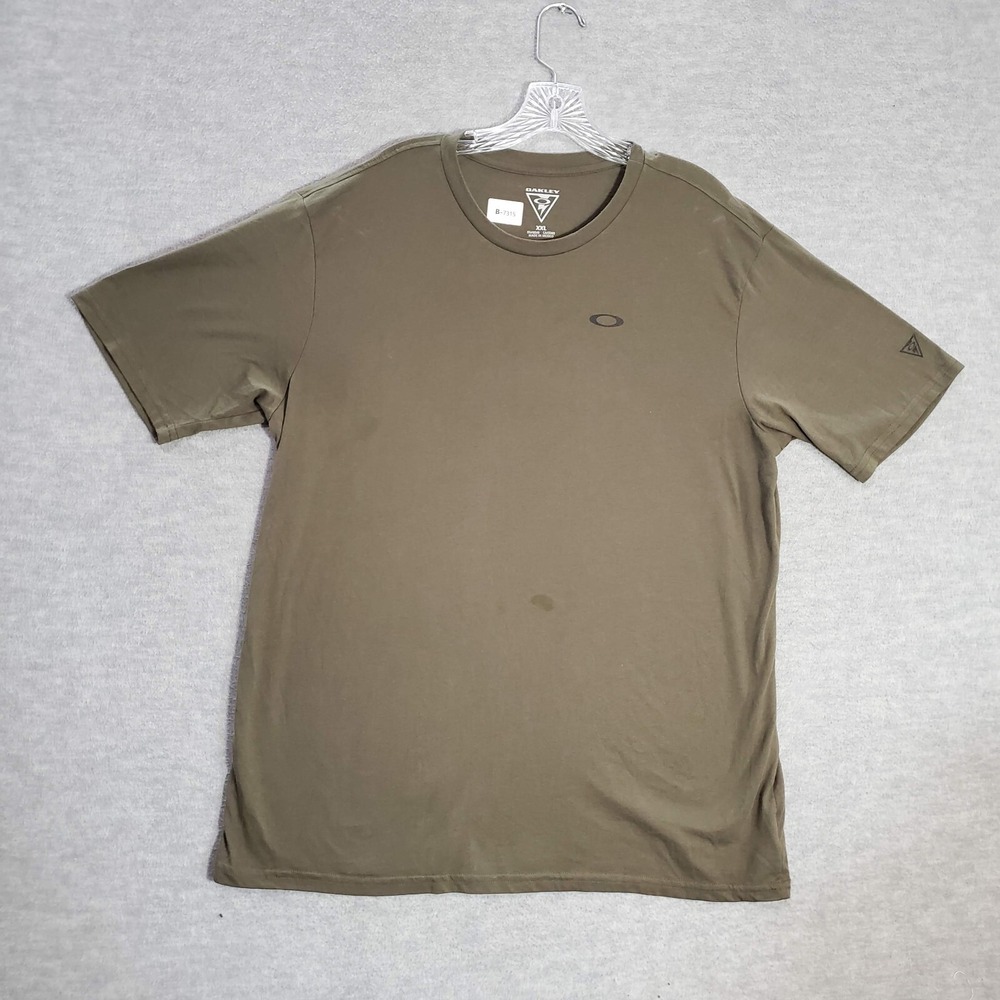 Oakley Men Shirt 2XL Olive Logo Flag Graphic Short Sleeve Crew Neck Tee